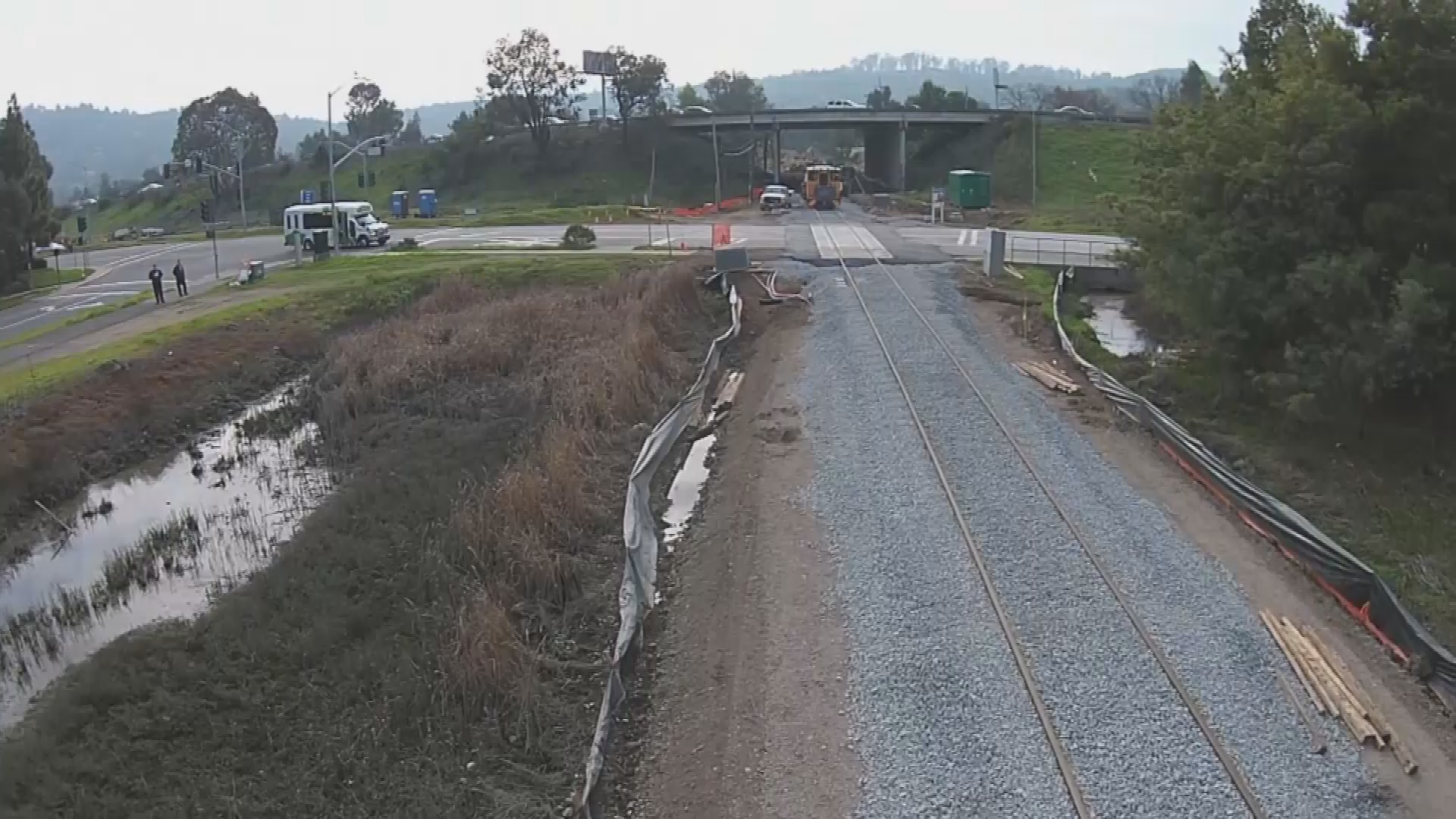 Sonoma Marin SMART Train construction in San Rafael CA