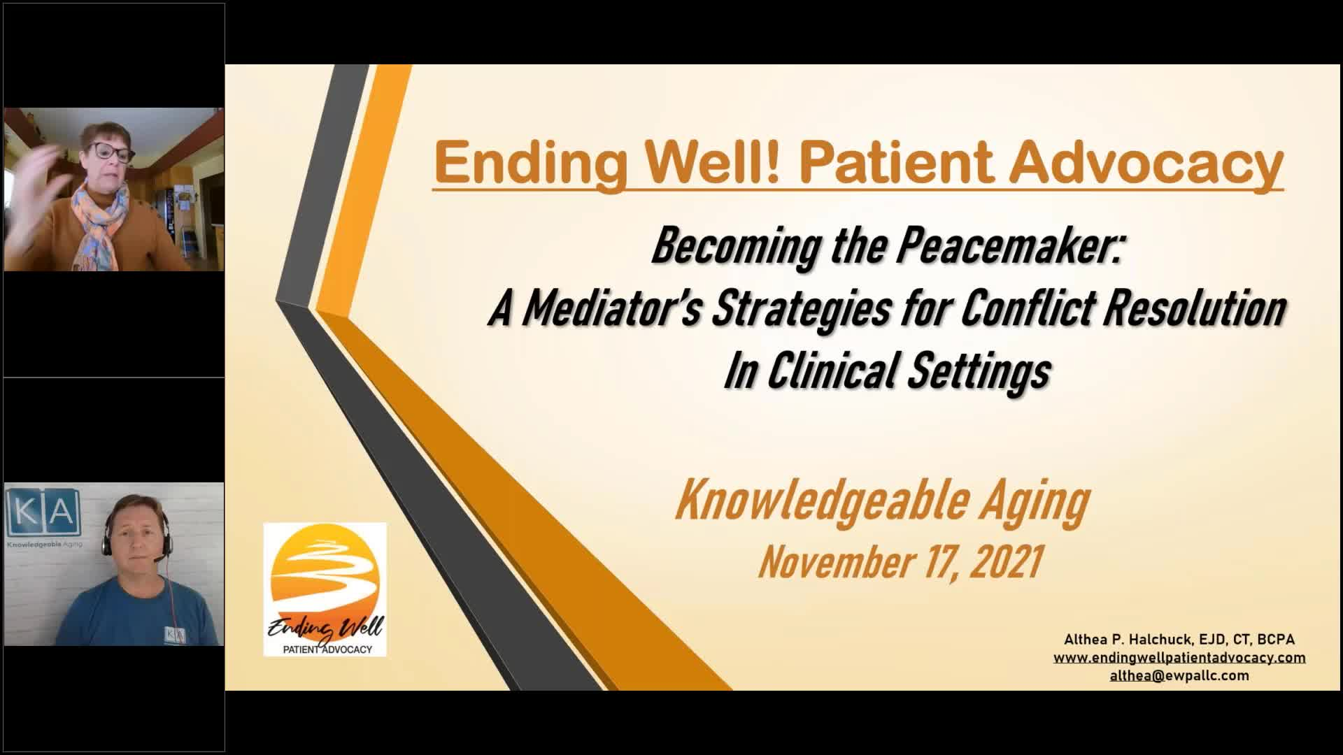 Knowledgeable Aging - Becoming the Peacemaker A Mediators Strategies